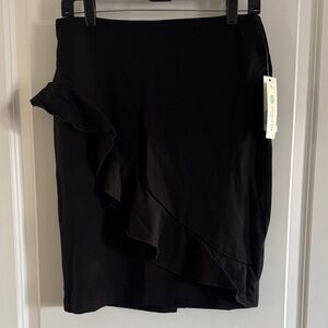 Margaret M Black Pencil Skirt with Ruffle